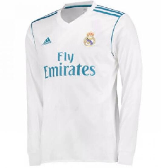 2017-18 Real Madrid Retro Long Sleeve Home Kit Soccer Jersey